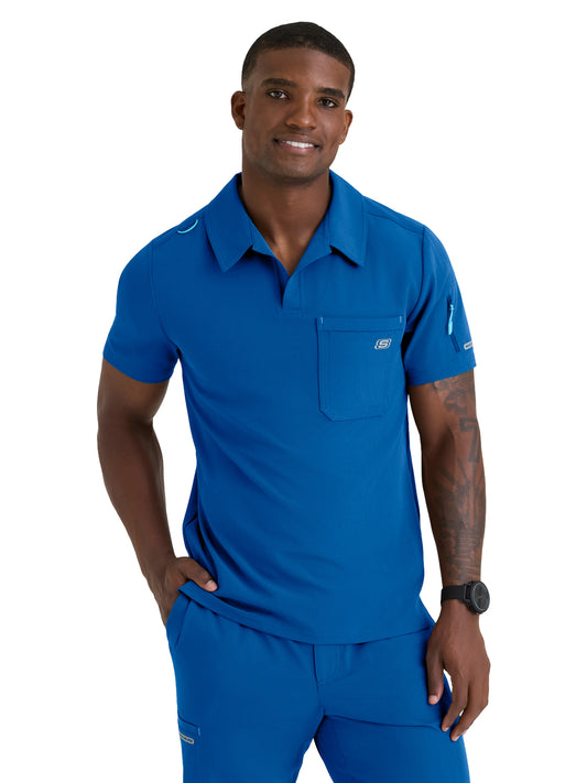 Men's Three Pocket Y-Neck Merit Scrub Top - SKT305 - New Royal