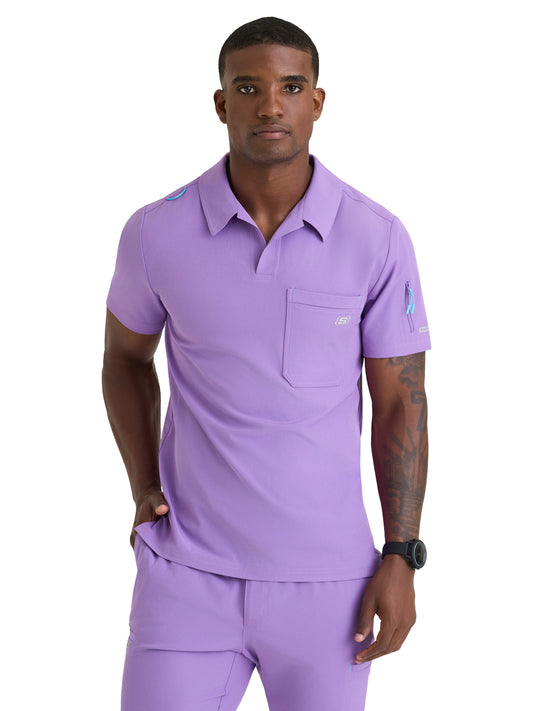 Men's Three Pocket Y-Neck Merit Scrub Top - SKT305 - Luxe Lavender