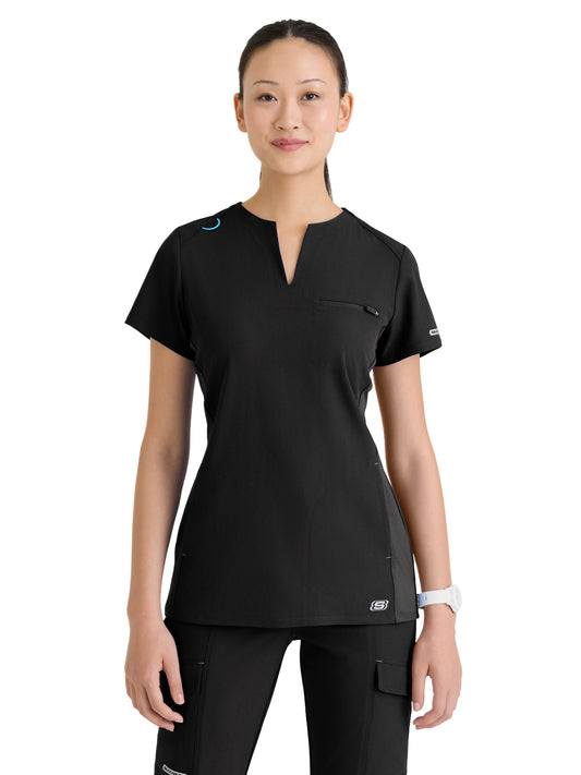 Women's Three Pocket V-Neck Reward Scrub Top - SKT312 - Black