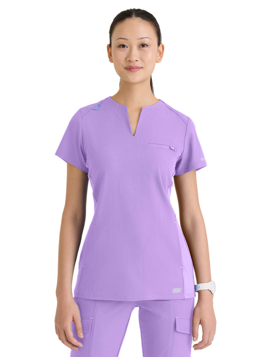 Women's Three Pocket V-Neck Reward Scrub Top - SKT312 - Luxe Lavender