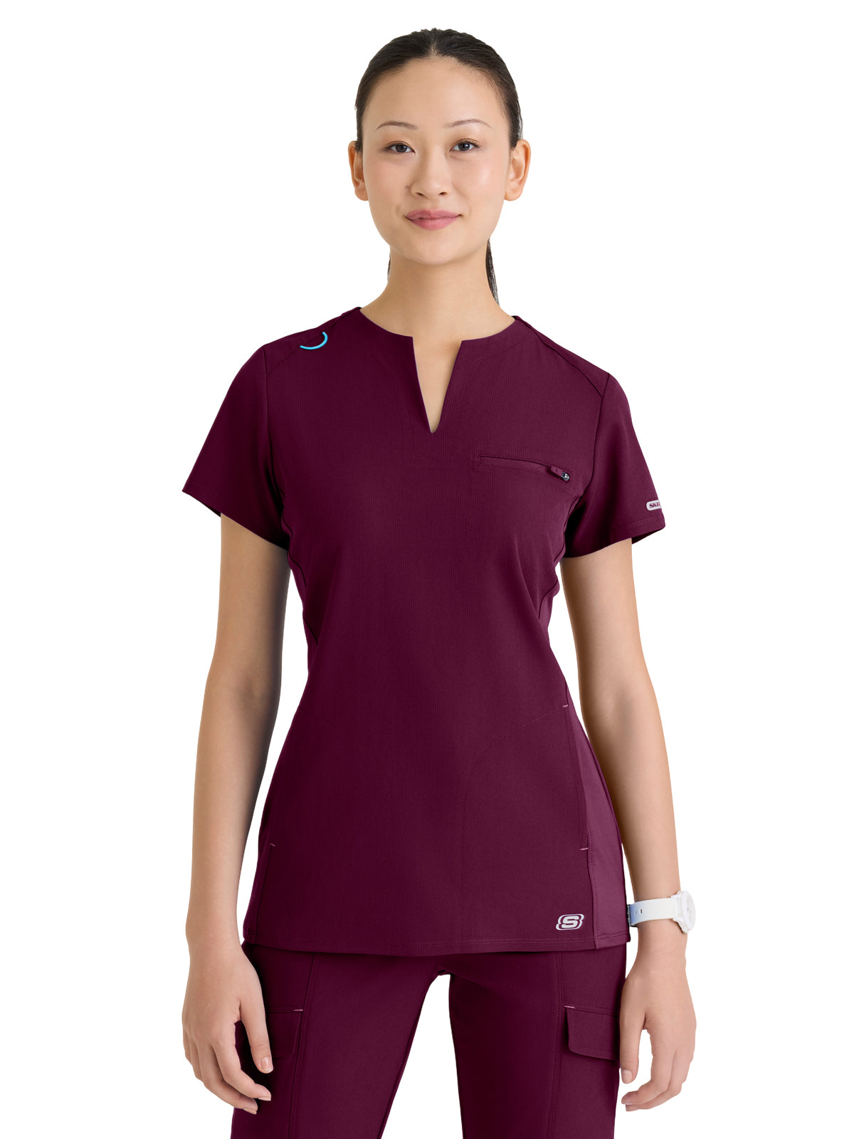 Women's Three Pocket V-Neck Reward Scrub Top - SKT312 - Wine