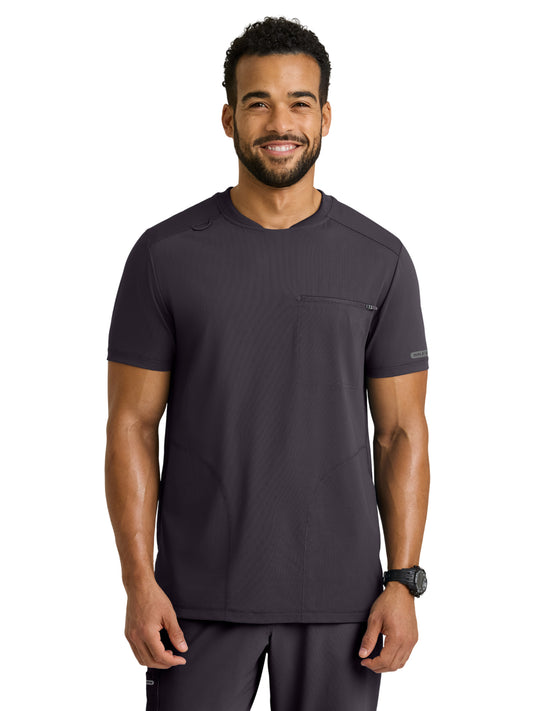 Men's Three-Pocket Rebound Round Neck Top - SKT325 - Pewter