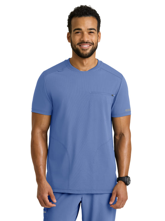 Men's Three-Pocket Rebound Round Neck Top - SKT325 - Ciel