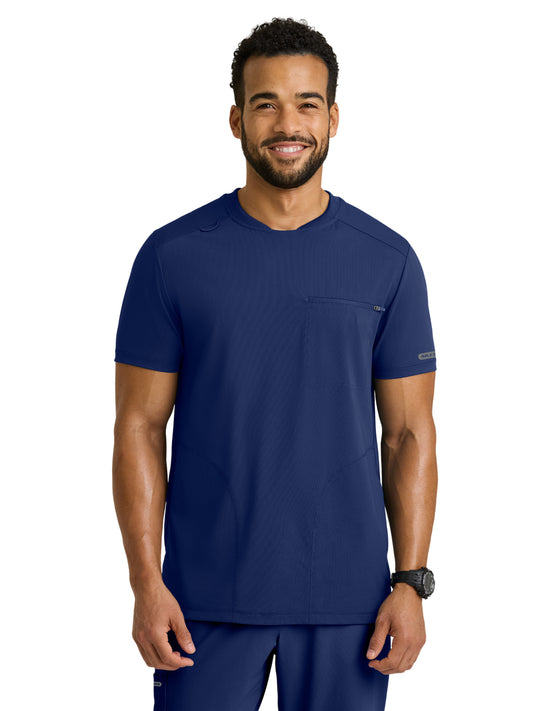 Men's Three-Pocket Rebound Round Neck Top - SKT325 - Navy