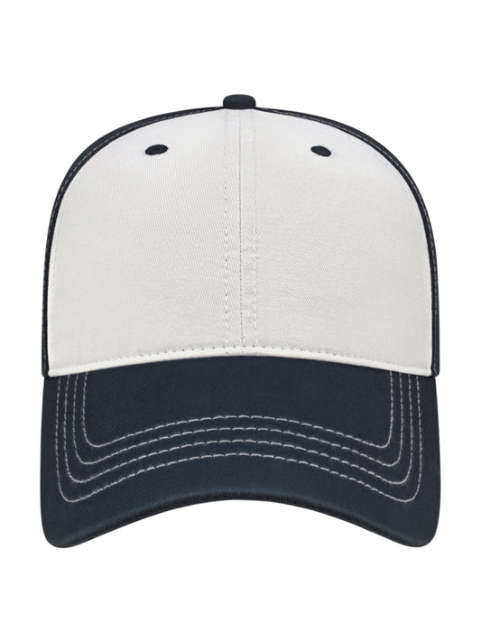 Unisex Relaxed Golf Cap - BG1510C - White/Navy