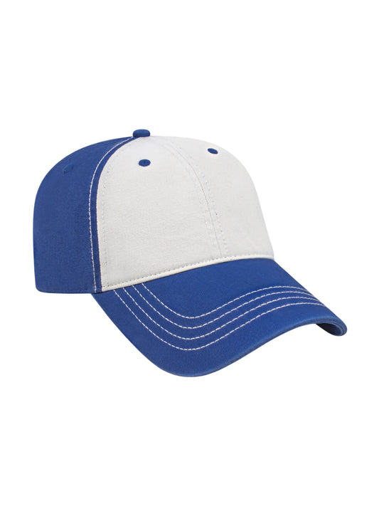 Unisex Relaxed Golf Cap - BG1510C - White/Royal