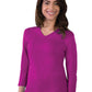 Women's Pocketless 3/4-Sleeve V-Neck Tee - BG4703 - Berry