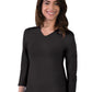 Women's Pocketless 3/4-Sleeve V-Neck Tee - BG4703 - Black
