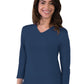 Women's Pocketless 3/4-Sleeve V-Neck Tee - BG4703 - Navy