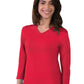 Women's Pocketless 3/4-Sleeve V-Neck Tee - BG4703 - Red