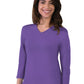Women's Pocketless 3/4-Sleeve V-Neck Tee - BG4703 - Violet