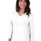 Women's Pocketless 3/4-Sleeve V-Neck Tee - BG4703 - White