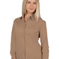 Women's Pocketless Long Sleeve Poplin Shirt - BG6210 - Tan