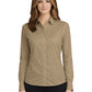 Women's Pocketless Long Sleeve Poplin Shirt - BG6210 - Tan