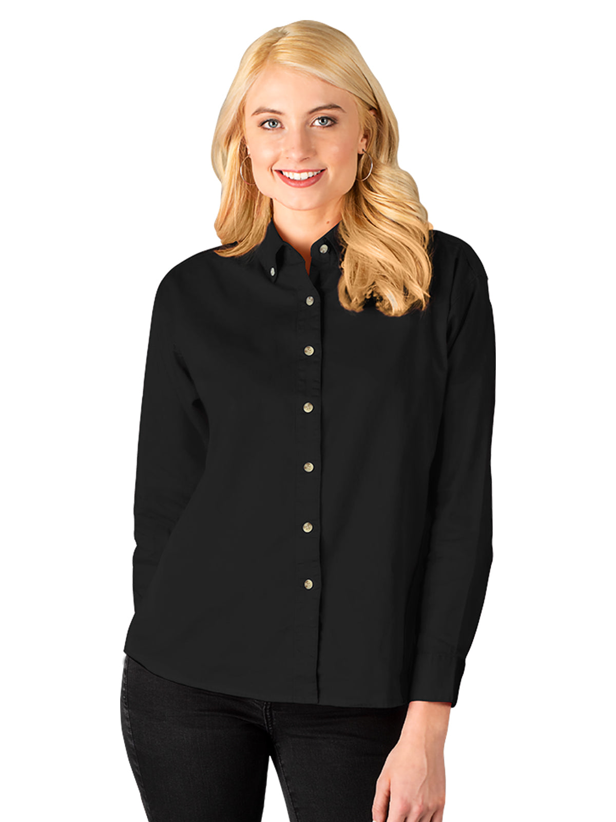Women's Pocketless Cotton Twill Shirt - BG6213 - Black