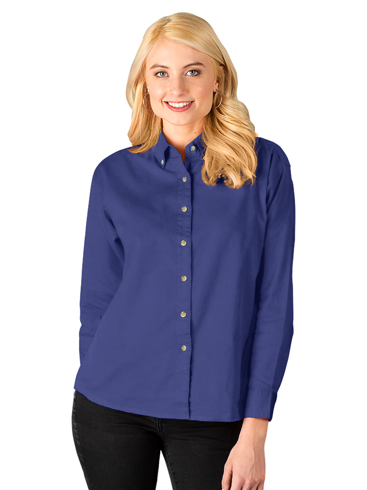 Women's Pocketless Cotton Twill Shirt - BG6213 - French Blue