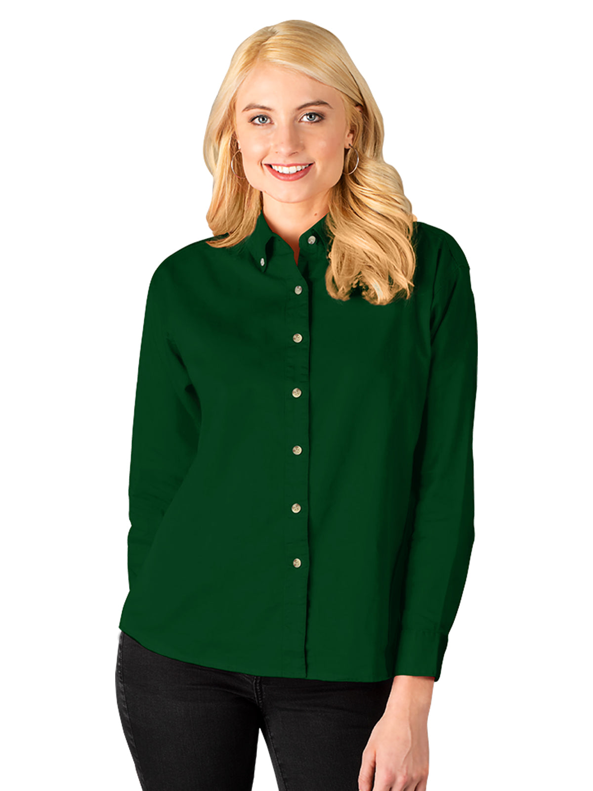 Women's Pocketless Cotton Twill Shirt - BG6213 - Hunter