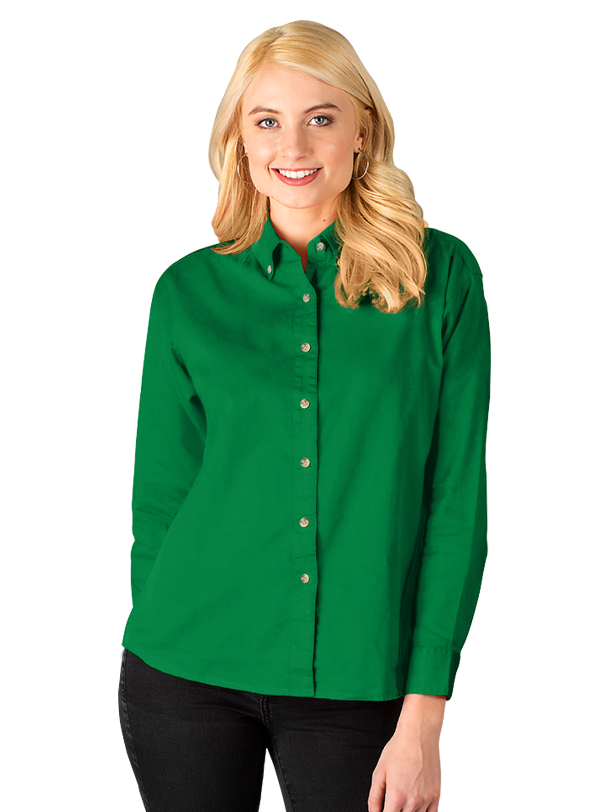Women's Pocketless Cotton Twill Shirt - BG6213 - Kelly