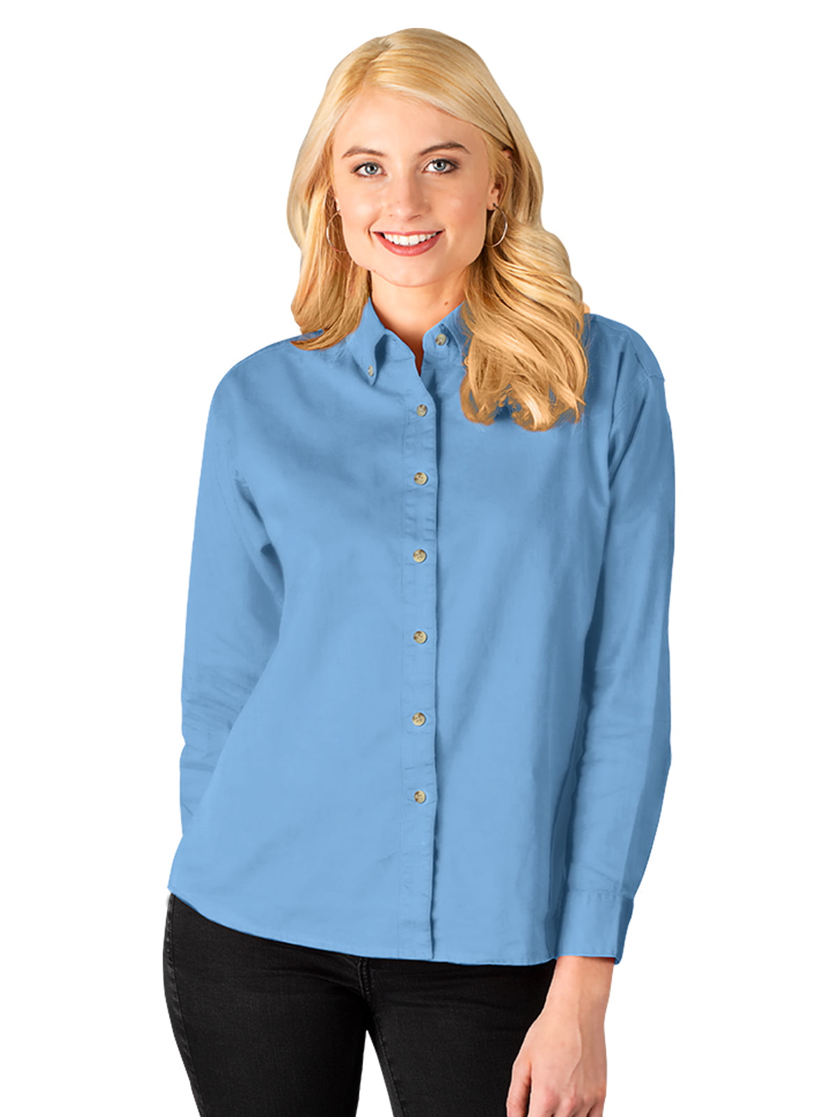 Women's Pocketless Cotton Twill Shirt - BG6213 - Light Blue