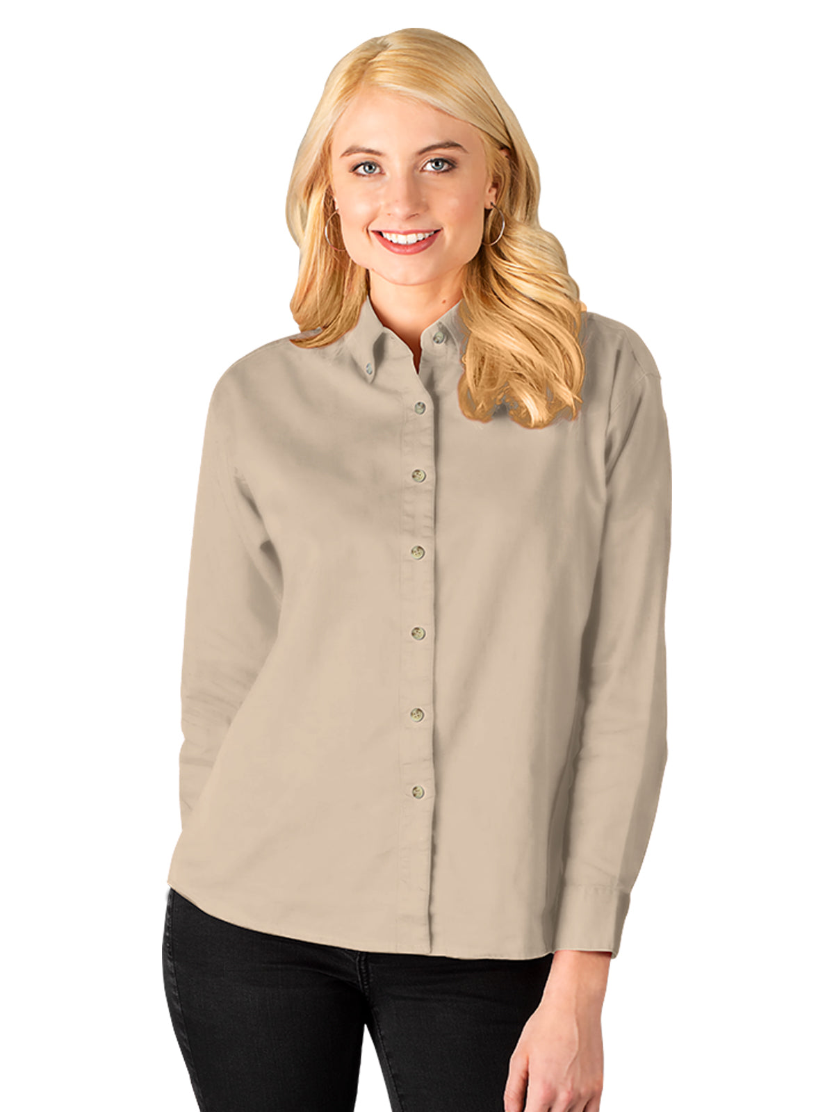 Women's Pocketless Cotton Twill Shirt - BG6213 - Natural