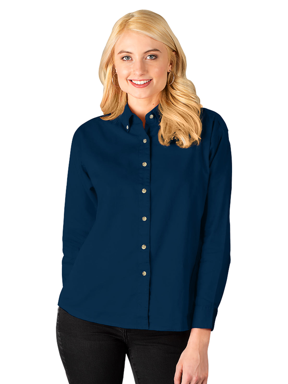 Women's Pocketless Cotton Twill Shirt - BG6213 - Navy