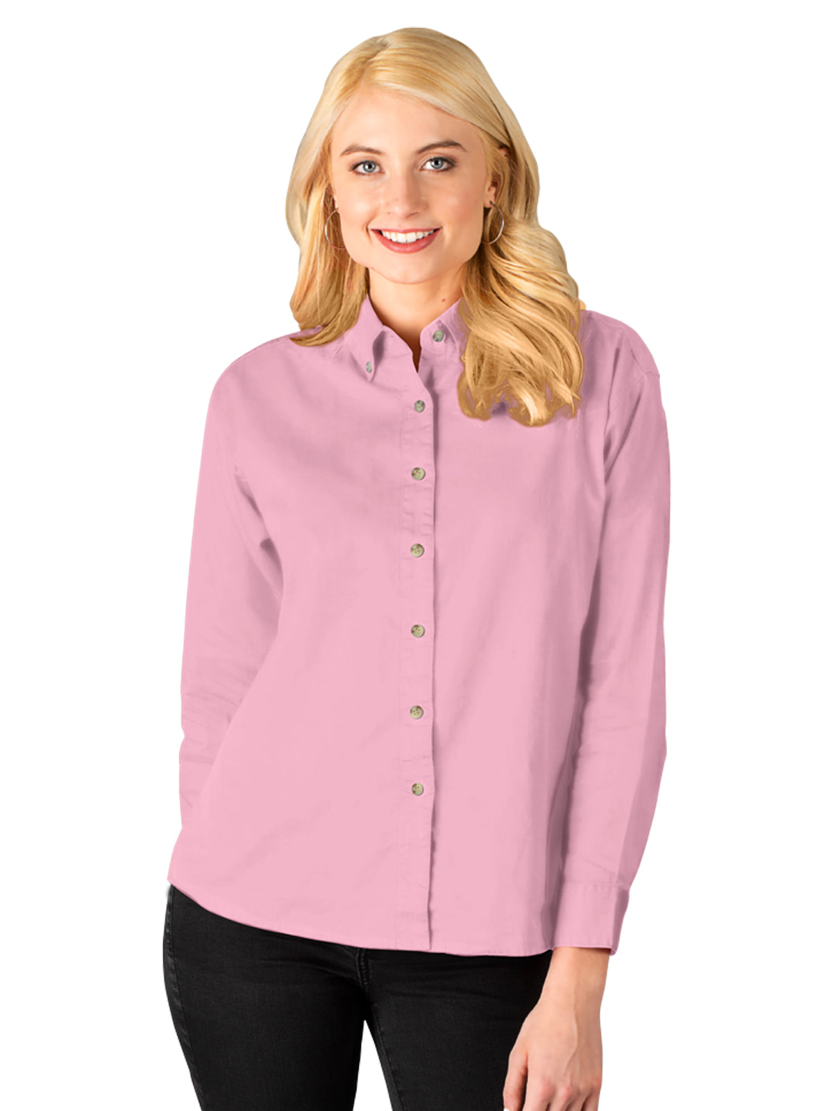 Women's Pocketless Cotton Twill Shirt - BG6213 - Pink
