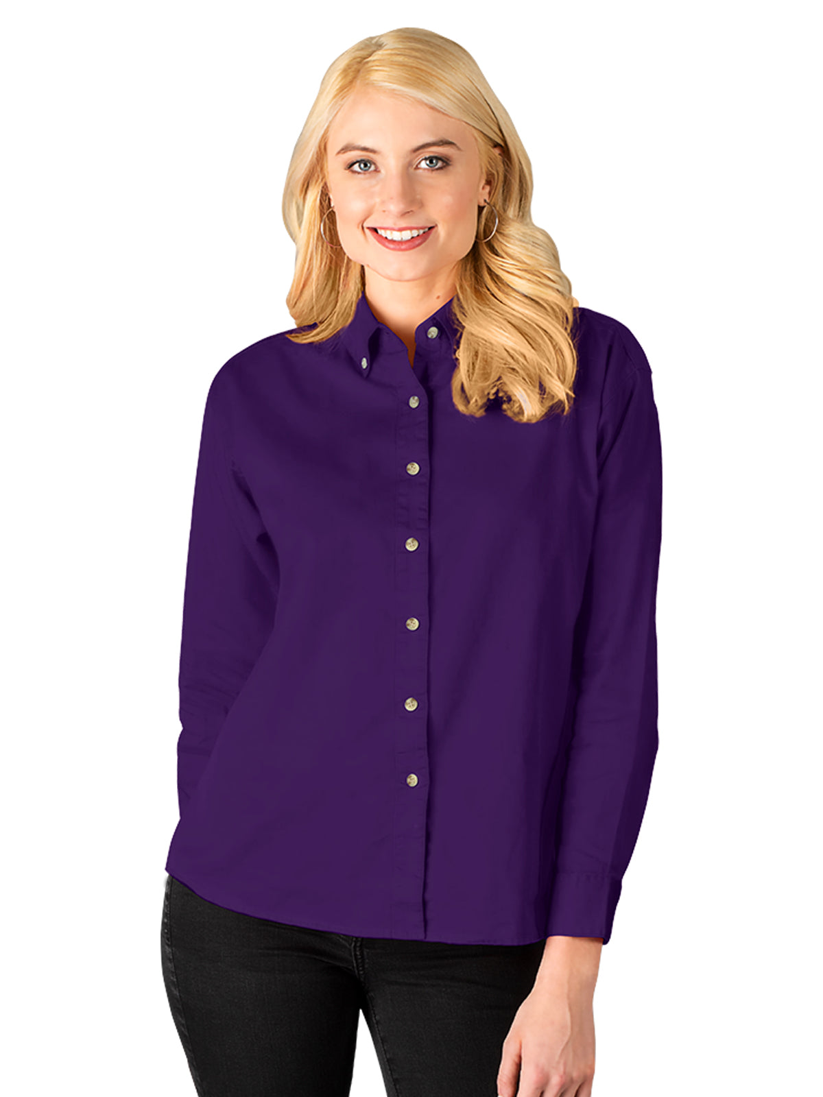 Women's Pocketless Cotton Twill Shirt - BG6213 - Purple