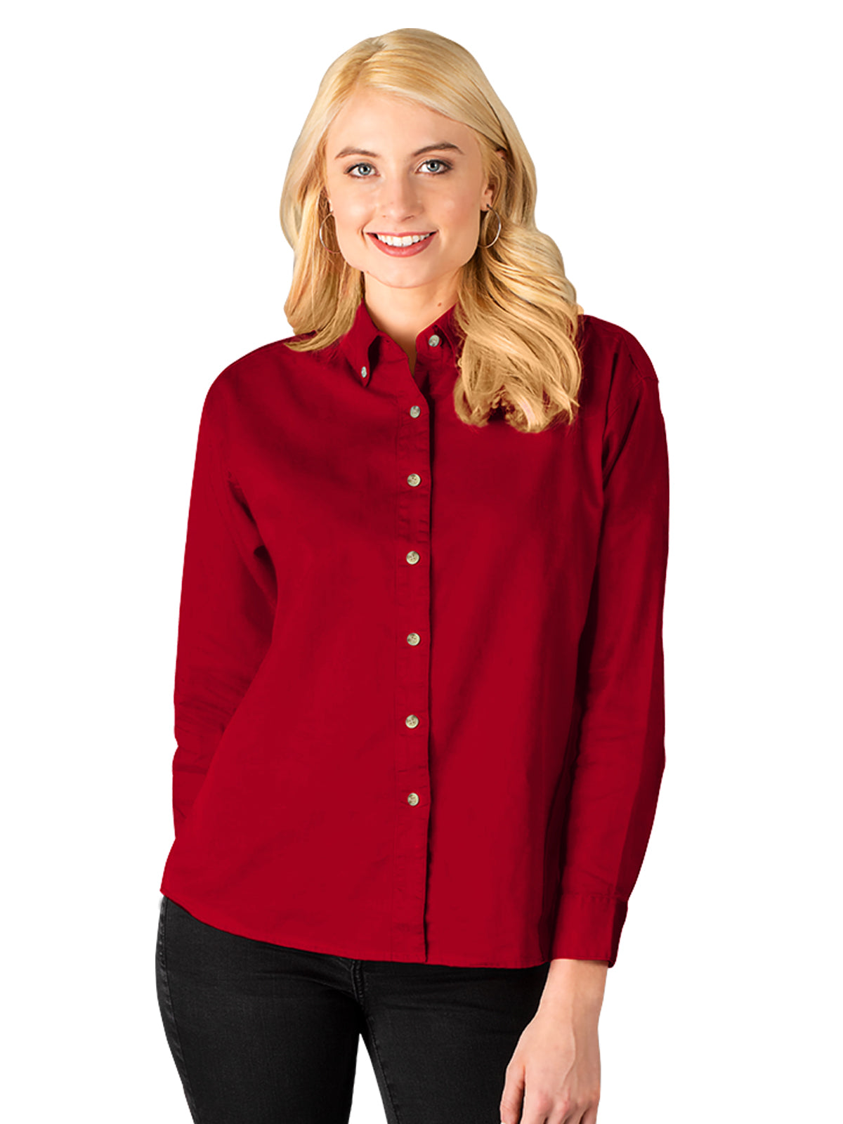 Women's Pocketless Cotton Twill Shirt - BG6213 - Red