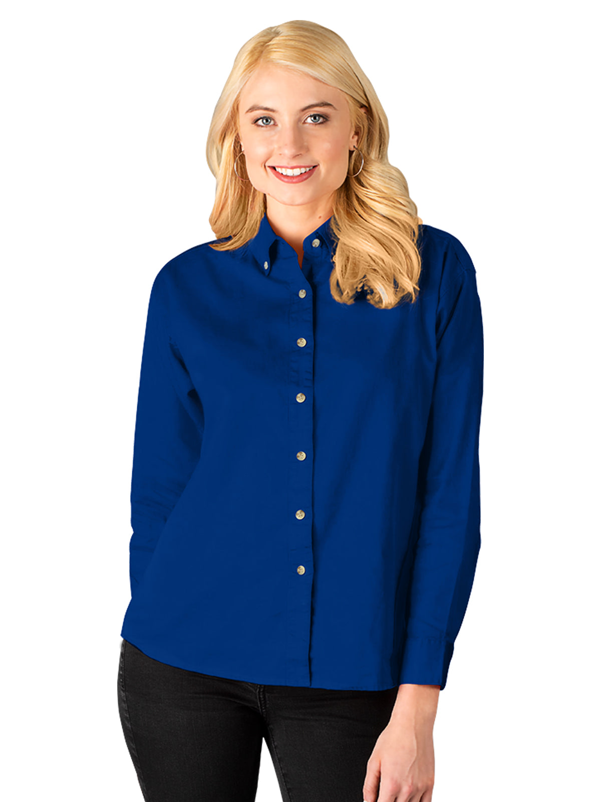 Women's Pocketless Cotton Twill Shirt - BG6213 - Royal