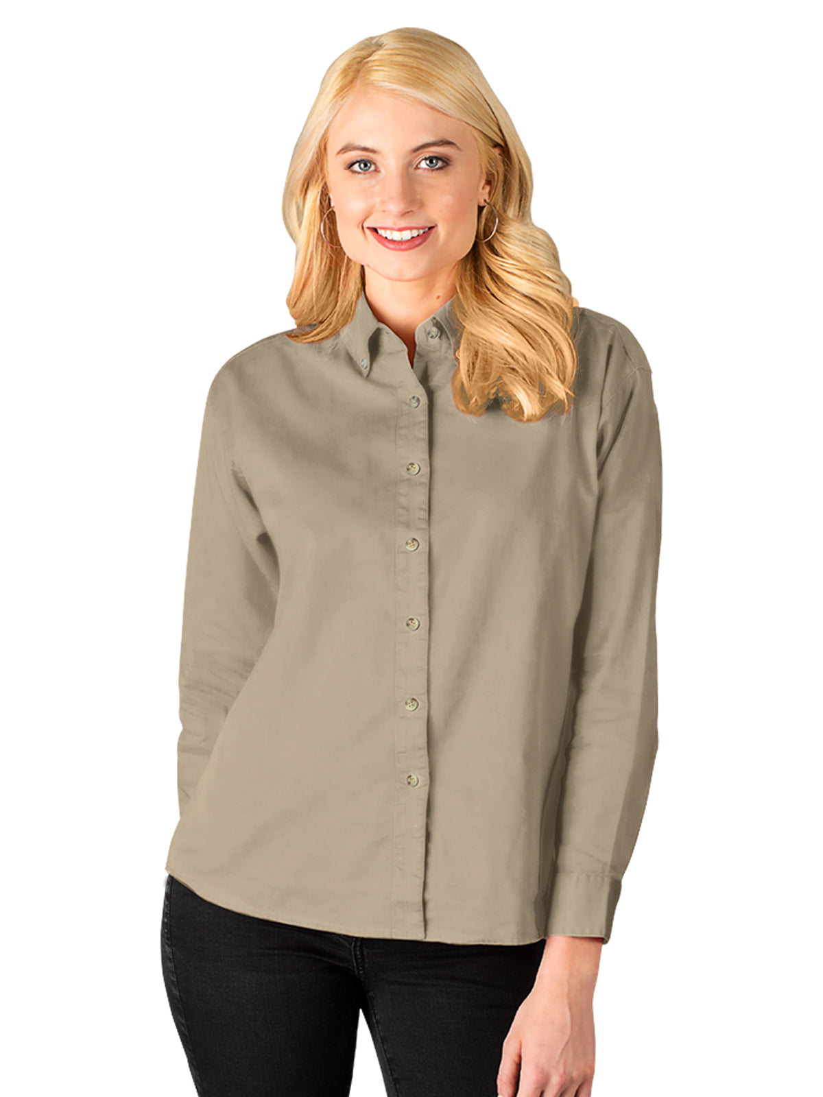 Women's Pocketless Cotton Twill Shirt - BG6213 - Tan