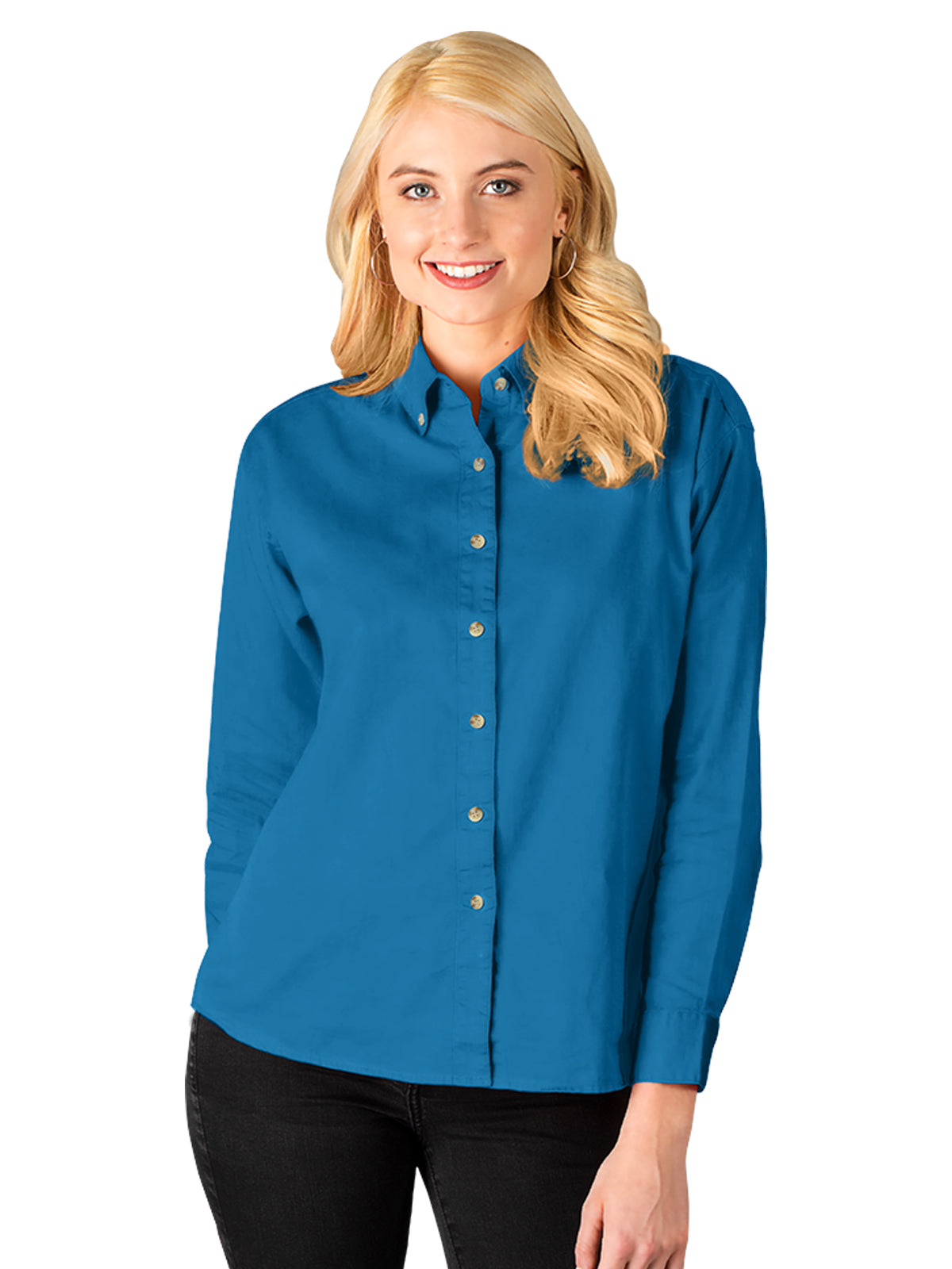 Women's Pocketless Cotton Twill Shirt - BG6213 - Turquoise