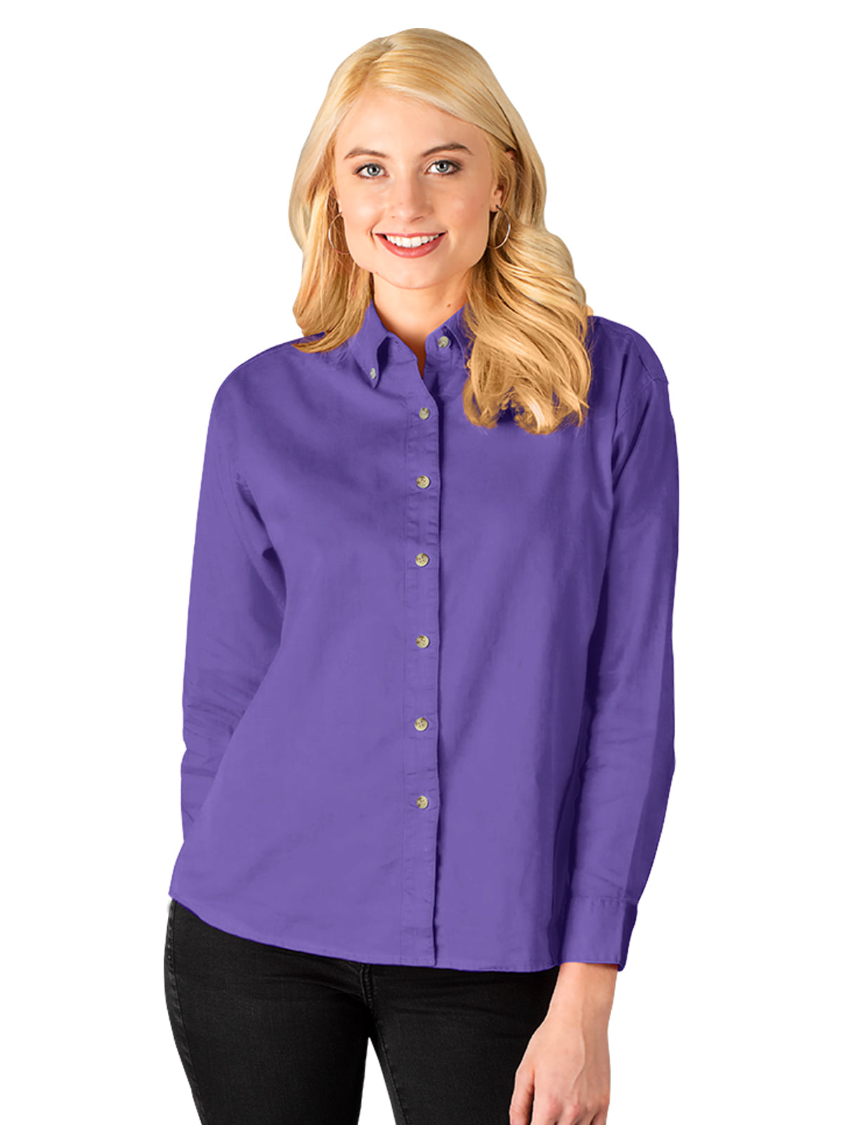 Women's Pocketless Cotton Twill Shirt - BG6213 - Violet