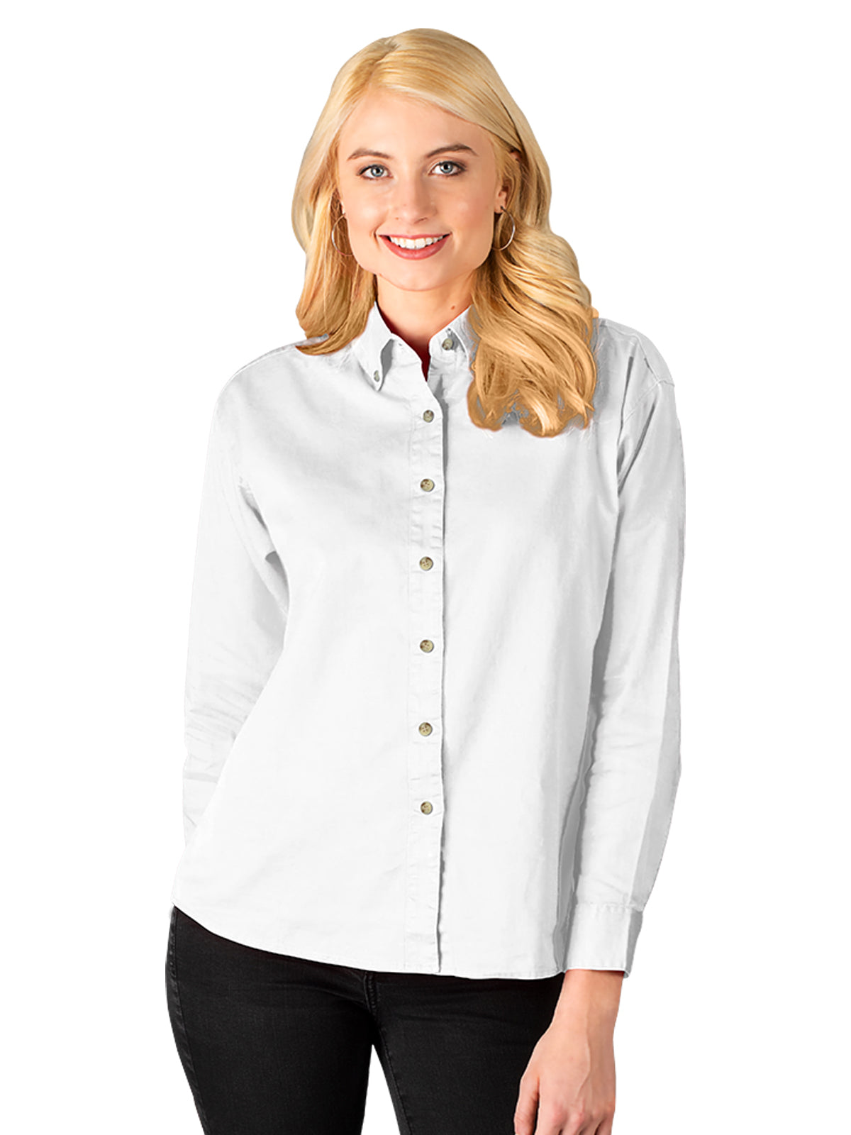 Women's Pocketless Cotton Twill Shirt - BG6213 - White