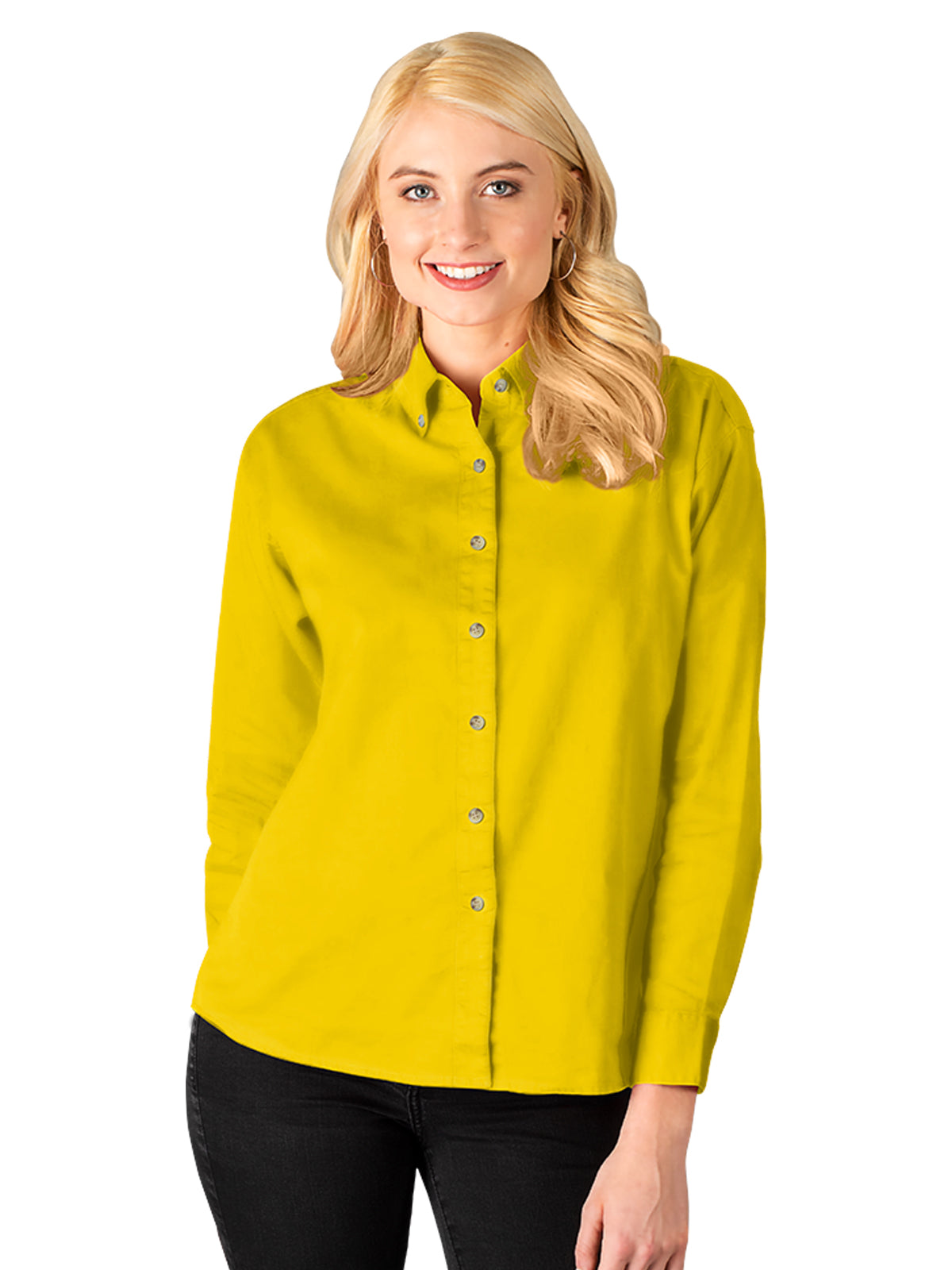 Women's Pocketless Cotton Twill Shirt - BG6213 - Yellow