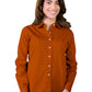 Women's Pocketless Long Sleeve Superblend Poplin Shirt - BG6216 - Burnt Orange