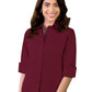 Women's Pocketless 3/4-Sleeve Stretch Poplin Shirt - BG6218 - Burgundy