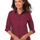 Women's Pocketless 3/4-Sleeve Poplin Shirt - BG6260 - Burgundy