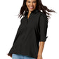Women's Pocketless 3/4-Sleeve Poplin Swing Shirt - BG6261 - Black