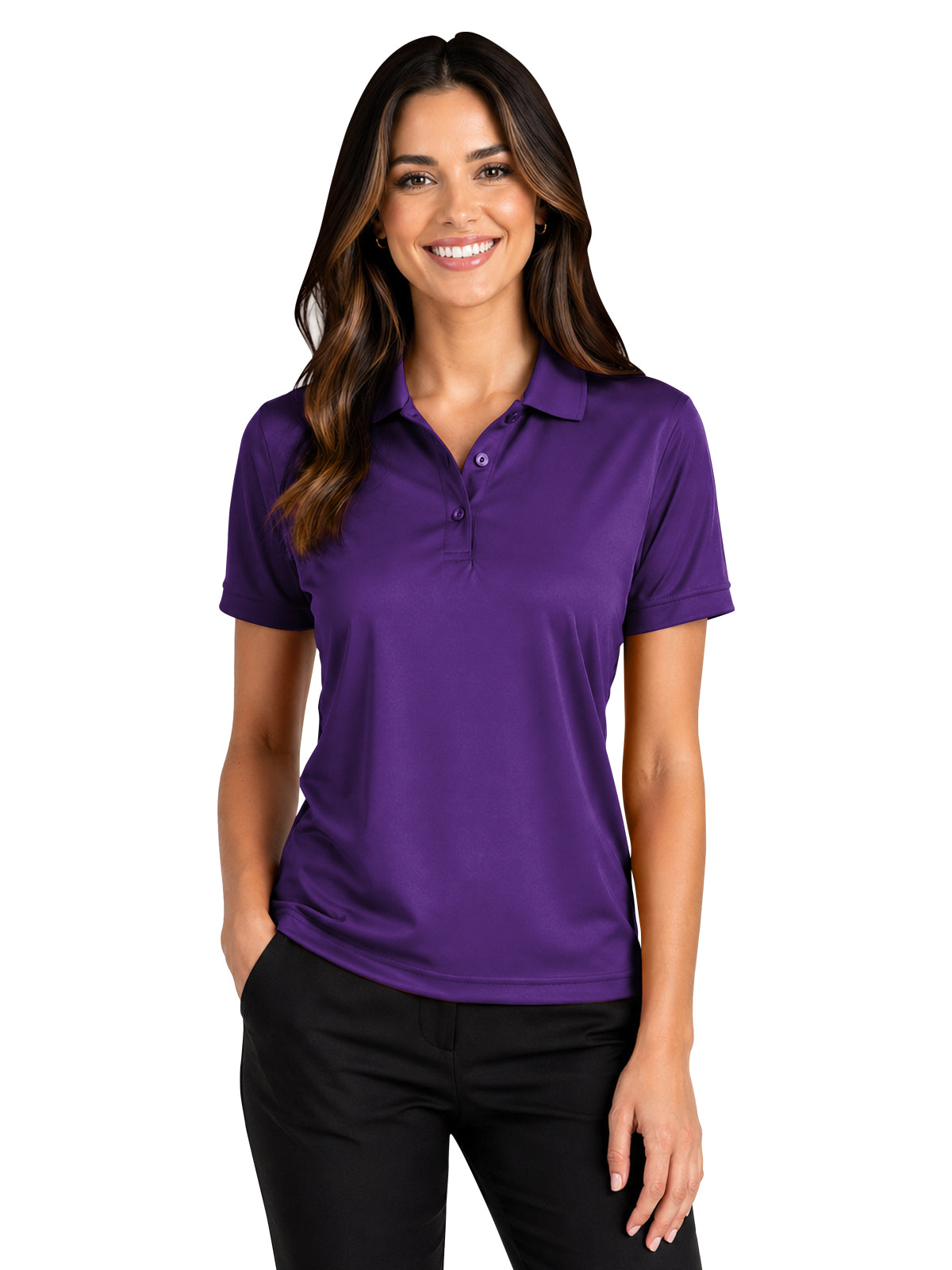 Women's Pocketless Value Wicking Polo - BG6300 - Purple