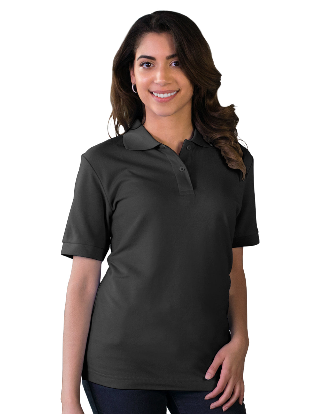 Women's Pocketless Soft Touch Polo - BG6500 - Black