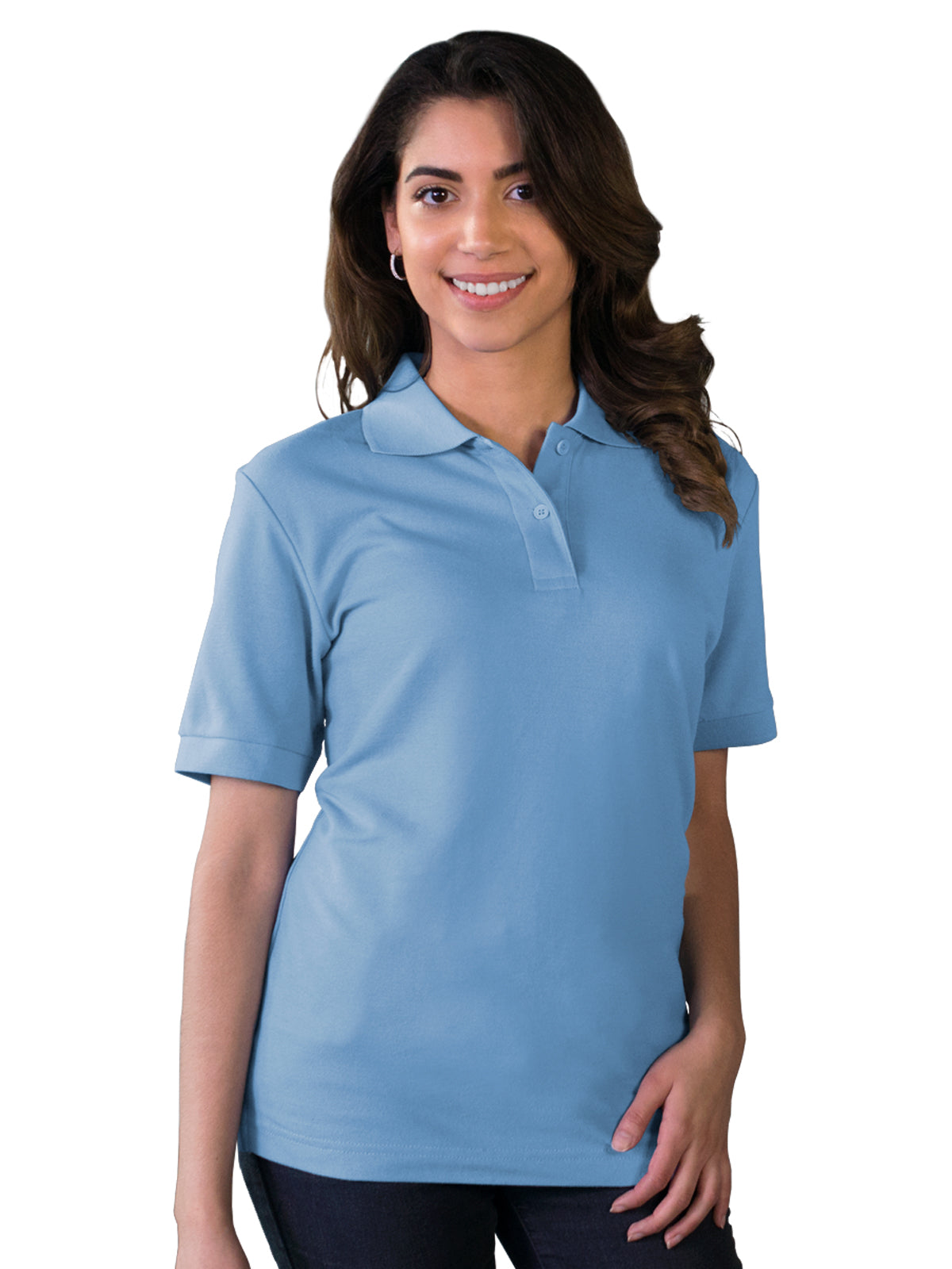 Women's Pocketless Soft Touch Polo - BG6500 - Light Blue