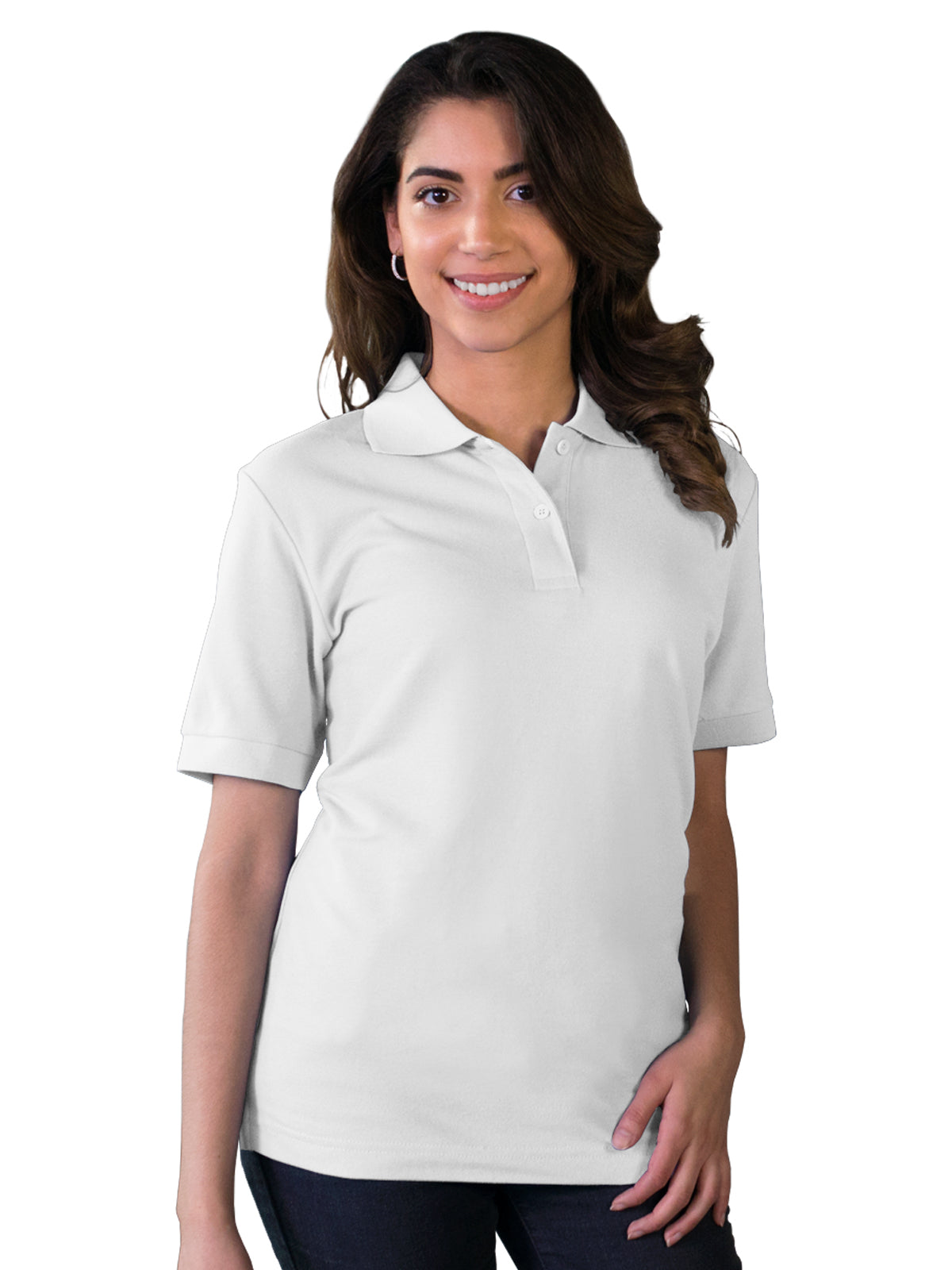 Women's Pocketless Soft Touch Polo - BG6500 - White