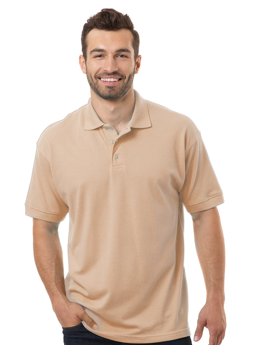 Men's Pocketless Superblend Short Sleeve Polo - BG7204 - Natural