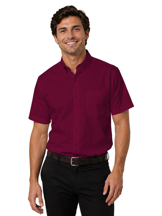 Men's 1-Pocket Short Sleeve Value Poplin Shirt - BG7210S - Burgundy