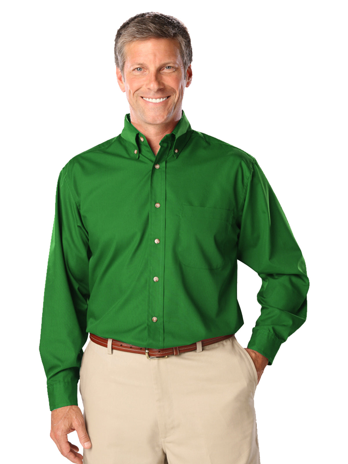 Men's 1-Pocket Superblend Poplin Shirt - BG7216 - Kelly