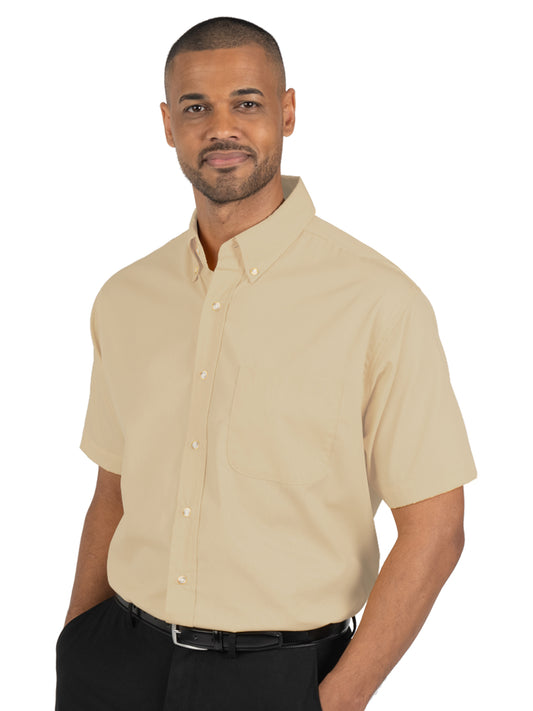 Men's 1-Pocket Short Sleeve Superblend Poplin Shirt - BG7216S - Natural