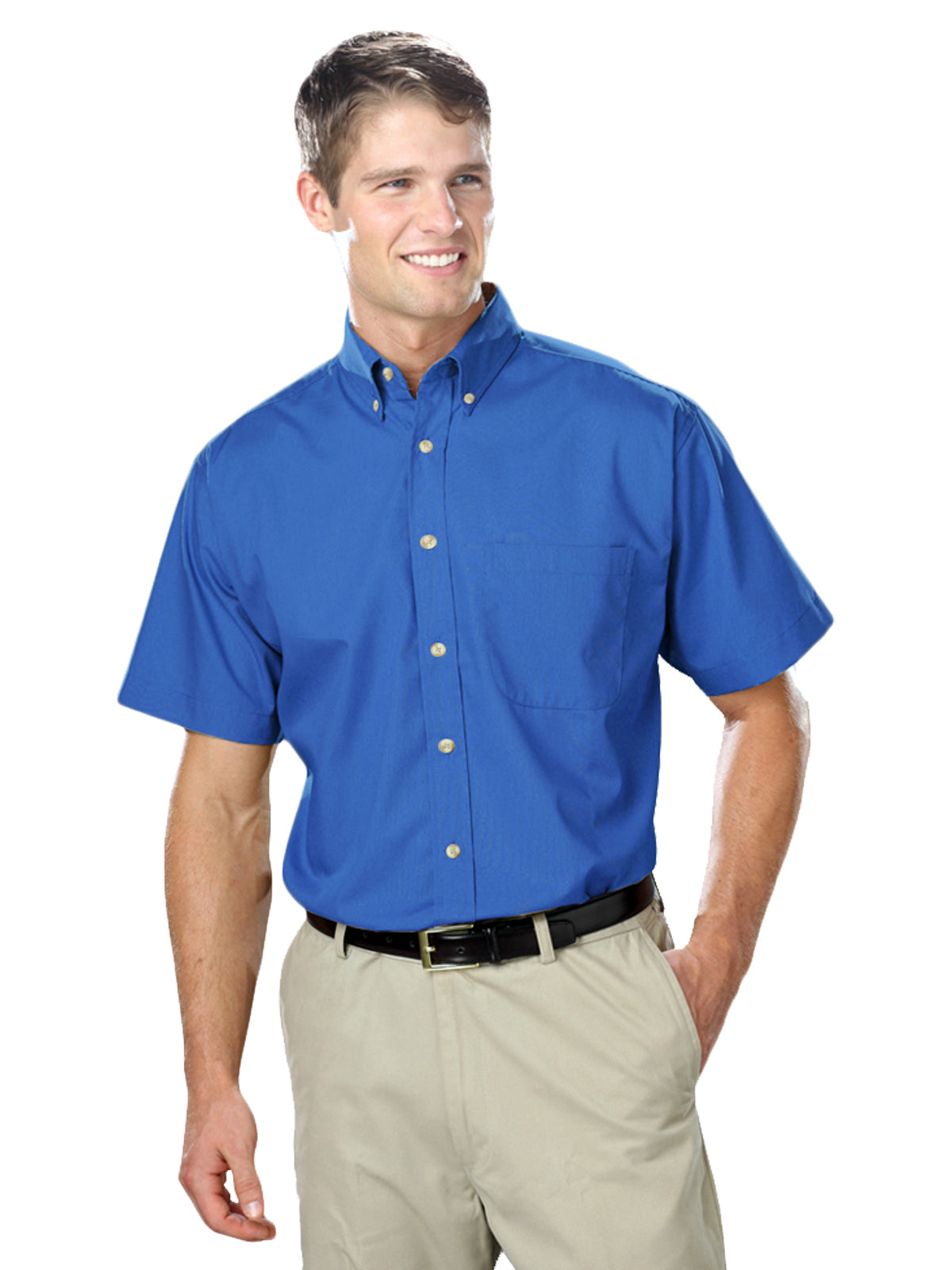 Men's 1-Pocket Short Sleeve Superblend Poplin Shirt - BG7216S - Turquoise