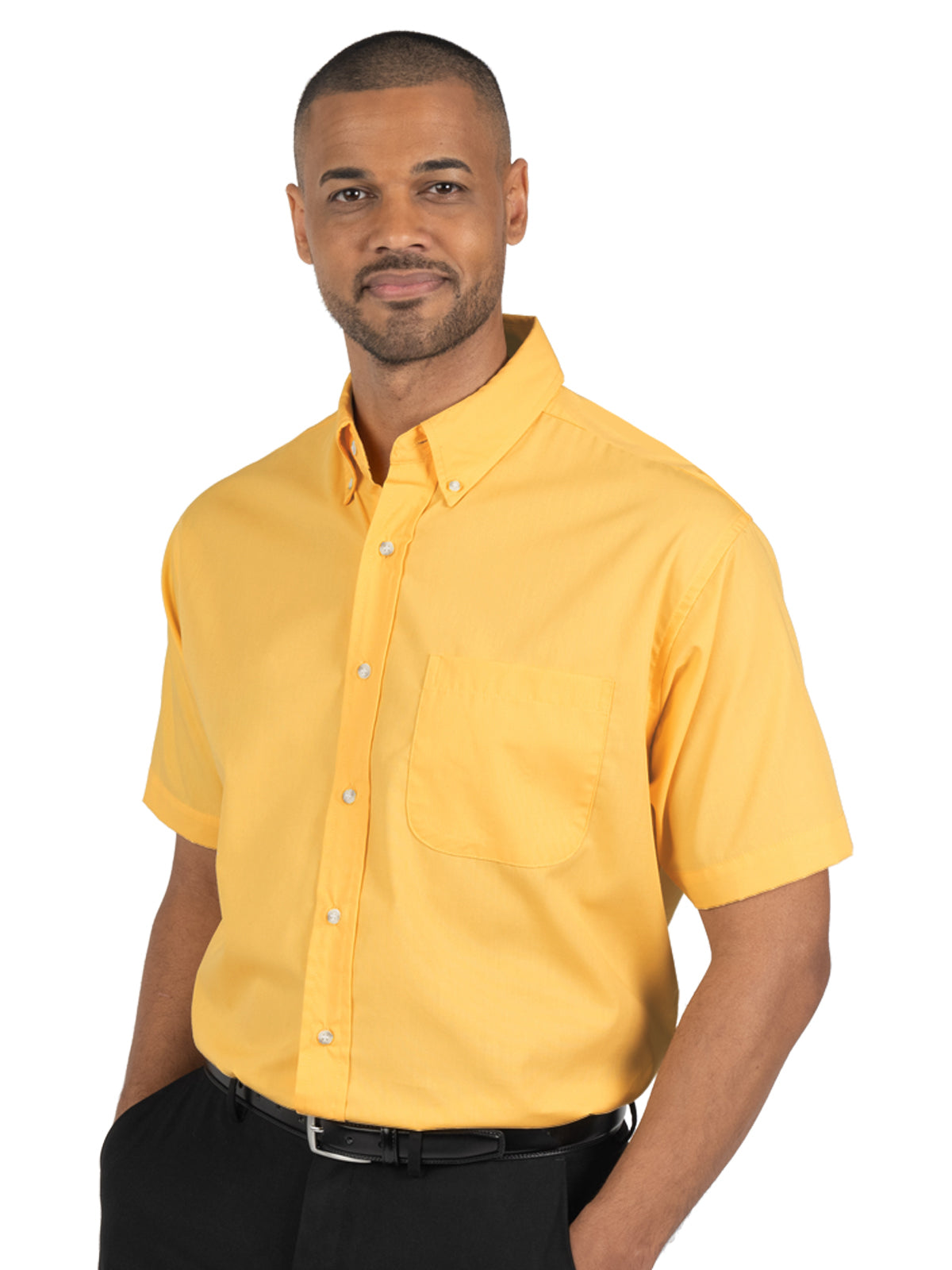 Men's 1-Pocket Short Sleeve Superblend Poplin Shirt - BG7216S - Yellow