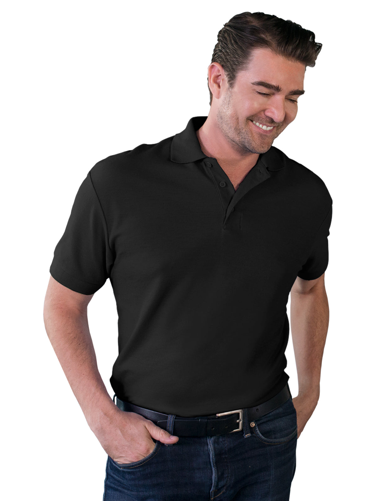 Men's Pocketless Soft Touch Polo - BG7500 - Black