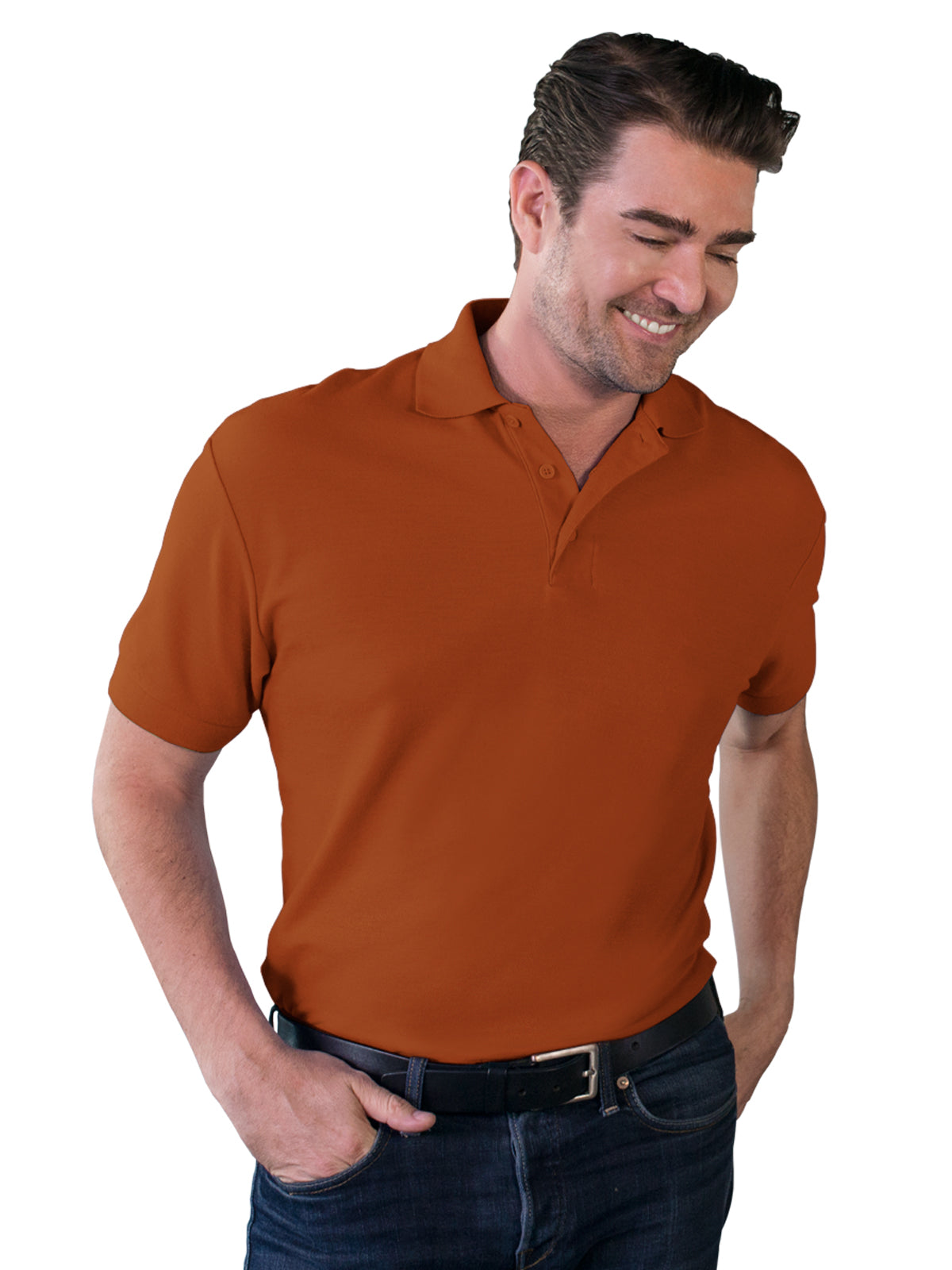 Men's Pocketless Soft Touch Polo - BG7500 - Burnt Orange